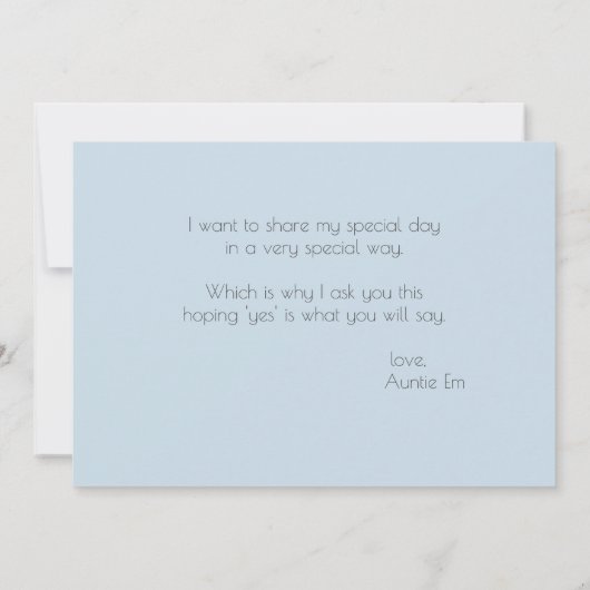 モダンエレガントビーチアーバー　フラワーガールになって 招待状 (裏面)