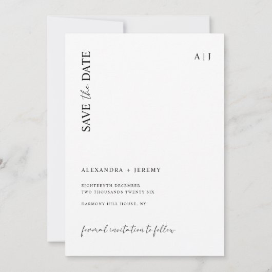 モダンエレガントビーチ写真の日付の保存 招待状 (裏面)