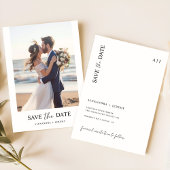 モダンエレガントビーチ写真の日付の保存 招待状