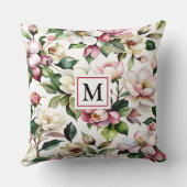 モダンエレガントピンクのモノグラムの花フェミニン クッション (裏面)