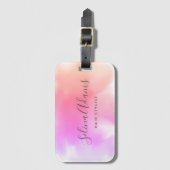 モダンエレガントピンク紫の水の色抽象芸術 ラゲッジタグ (正面縦)