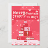 モダンエレガントピンク赤メリークリスマス シーズンカード (正面)