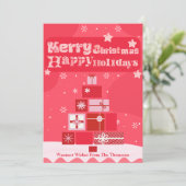 モダンエレガントピンク赤メリークリスマス シーズンカード (スタンド正面)