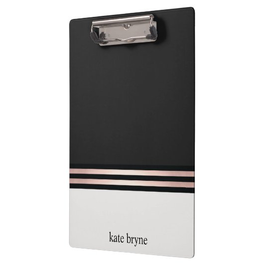 モダンエレガントフェイクバラゴールドフォイルストライプズ クリップボード (左)