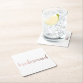 モダンエレガントフェイクバラ金ゴールド花嫁文字 スクエアペーパーコースター (インサイチュ)