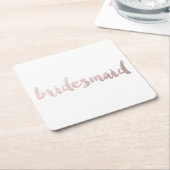 モダンエレガントフェイクバラ金ゴールド花嫁文字 スクエアペーパーコースター (アングル)