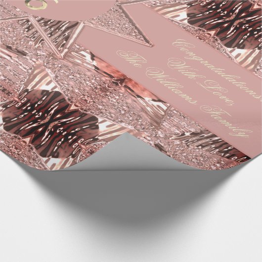 モダンエレガントフェイクバラ金ゴールド ラッピングペーパー (角)