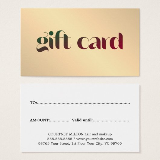 モダンエレガントフェイク金ゴールドはっきりしたサロン (正面&裏面)