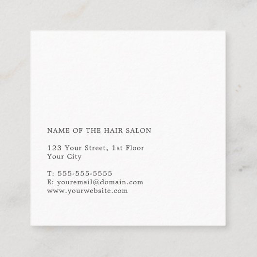 モダンエレガントフェイク金ゴールドシザー美容師 スクエア名刺 (裏面)