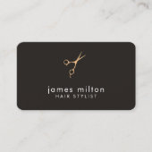 モダンエレガントフェイク金ゴールドシザー美容師 名刺 (正面)