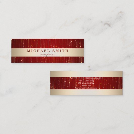 モダンエレガントフェイク金ゴールドストライプの スキニー名刺 (正面/裏面)