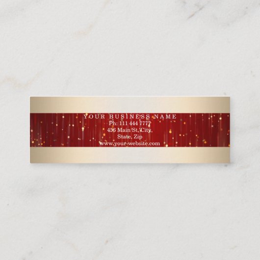 モダンエレガントフェイク金ゴールドストライプの スキニー名刺 (裏面)