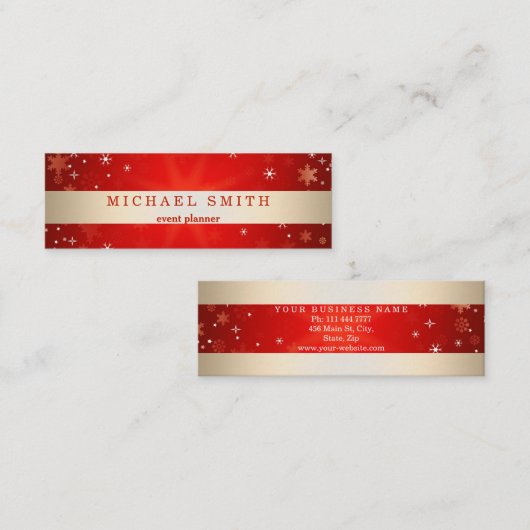 モダンエレガントフェイク金ゴールドストライプの スキニー名刺 (正面/裏面)