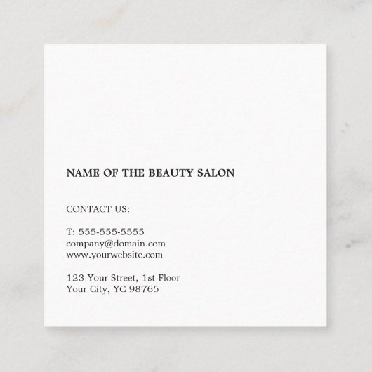 モダンエレガントフェイク金ゴールドストライプメイクアップアーティスト スクエア名刺 (裏面)