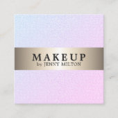 モダンエレガントフェイク金ゴールドストライプメイクアップアーティスト スクエア名刺 (正面)