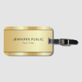モダンエレガントフェイク金ゴールドトレンディーカスタムテンプレート ラゲッジタグ (正面横)