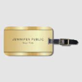 モダンエレガントフェイク金ゴールドトレンディーカスタムテンプレート ラゲッジタグ (正面横)