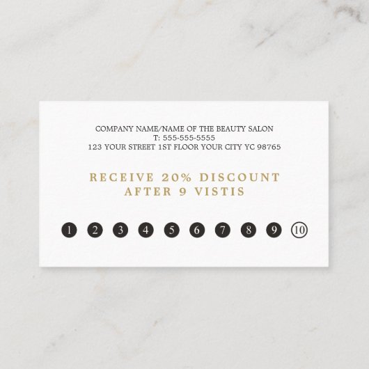 モダンエレガントフェイク金ゴールドハート線美しいロイヤリティ ロイヤリティカード (裏面)