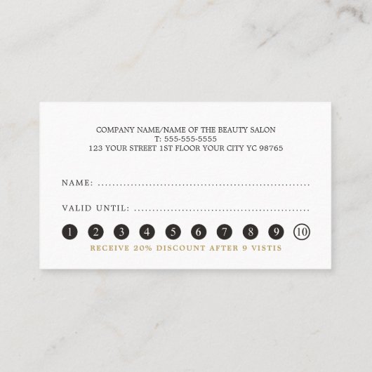 モダンエレガントフェイク金ゴールドハート線美しいロイヤリティ ロイヤリティカード (裏面)