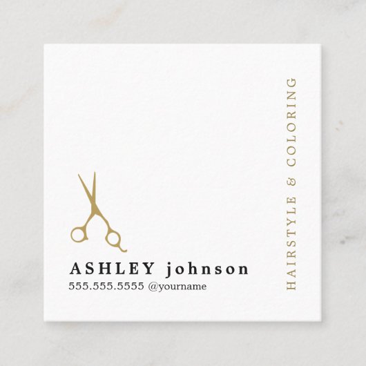 モダンエレガントフェイク金ゴールド スクエア名刺 (正面)