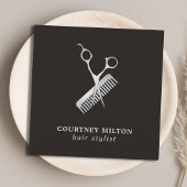 モダンエレガントフェイク銀シザーコーム スクエア名刺