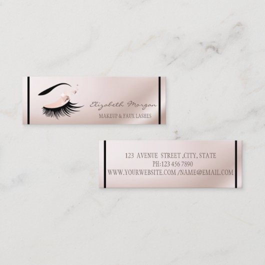 モダンエレガントフェイクLashes，メイクアップアーティスト スキニー名刺 (正面/裏面)