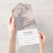 モダンエレガントフェイクVellumの写真結婚の オールインワン招待状 (貼ってはがせる)