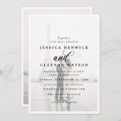 モダンエレガントフェイクVellumフォトオーバーレイ結婚ズ 招待状 (正面/裏面)