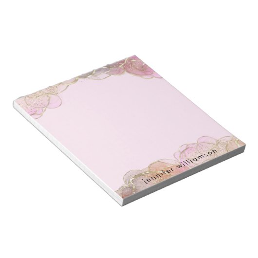 モダンエレガントフェミニン石灰インクピンク金ゴールド ノートパッド (アングル)