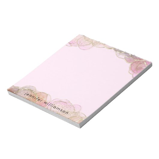 モダンエレガントフェミニン石灰インクピンク金ゴールド ノートパッド (回転)