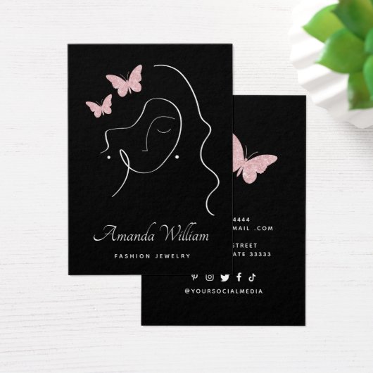 モダンエレガントフェミニン黒イヤリング表示カード (デスク)