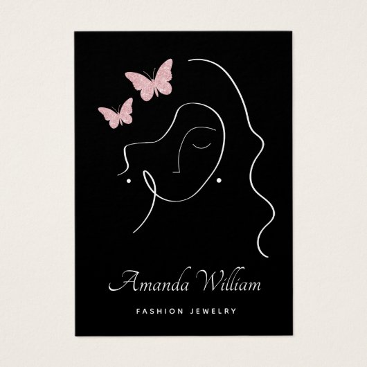 モダンエレガントフェミニン黒イヤリング表示カード (正面)