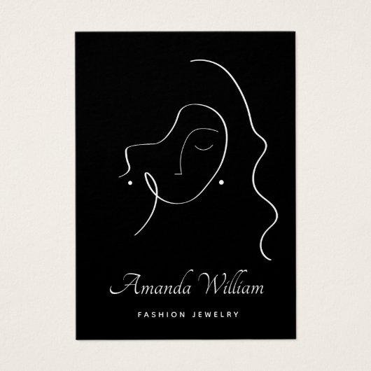 モダンエレガントフェミニン黒イヤリング表示カード (正面)