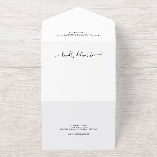 モダンエレガントフォイル結婚フォトオーバーレイ オールインワン招待状 (外側)