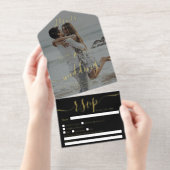 モダンエレガントフォイル結婚フォトオーバーレイ オールインワン招待状 (切り取り部)