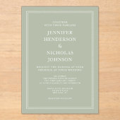 モダンエレガントフォーマルSage Green結婚's アクリル招待状 (正面)