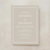 モダンエレガントフォーマルTaupe Beige Virtual結婚's 招待状