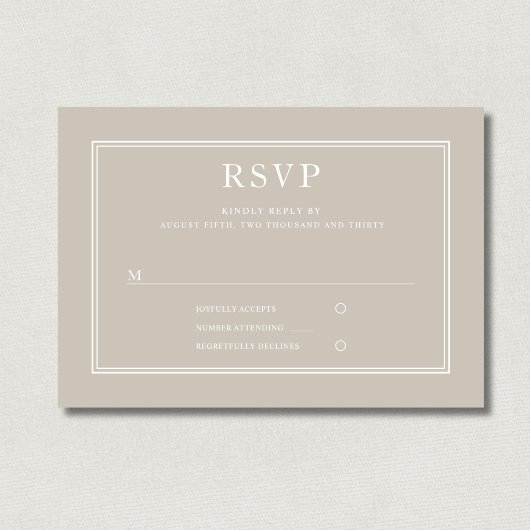 モダンエレガントフォーマルTaupe Beige Wedding RSVP