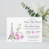 モダンエレガントフラワーデスティネーションエッフェルタワー 招待状 (スタンド正面)