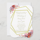 モダンエレガントフラワーラスティック結婚式招待状 (正面)