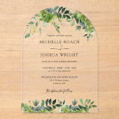 モダンエレガントフローラアーチ結婚型 アクリル招待状 (正面)