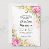 モダンエレガントフローラシックフローラブライダルシャワー 招待状 (正面)