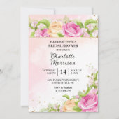 モダンエレガントフローラシックフローラブライダルシャワー 招待状 (正面)