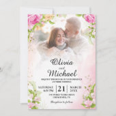 モダンエレガントフローラシック結婚写真 招待状 (正面)