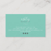 モダンエレガントフローラターコイズ水色の花 名刺 (裏面)