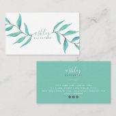 モダンエレガントフローラターコイズ水色の花 名刺 (正面/裏面)