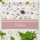 モダンエレガントフローラパーソナライズされた キッチンタオル (折り畳み)