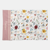 モダンエレガントフローラパーソナライズされた キッチンタオル (横)