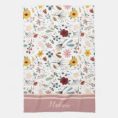 モダンエレガントフローラパーソナライズされた キッチンタオル (縦)