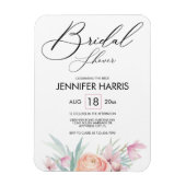 モダンエレガントフローラピンクローズブライダルシャワー マグネット (縦)